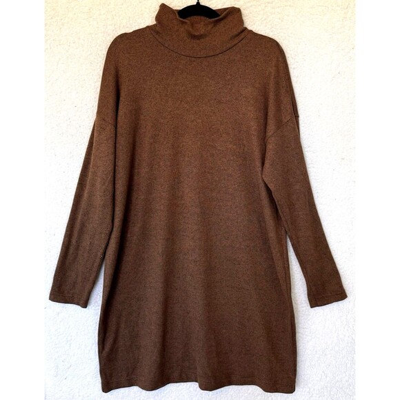 Uniqlo Dresses & Skirts - Uniqlo Sweater Dress Womens Large Brown Cowl Neck Long Sleeve